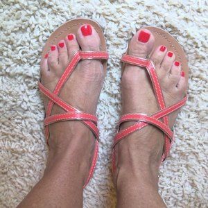 𝅺Liz Claiborne orange flat sandals
